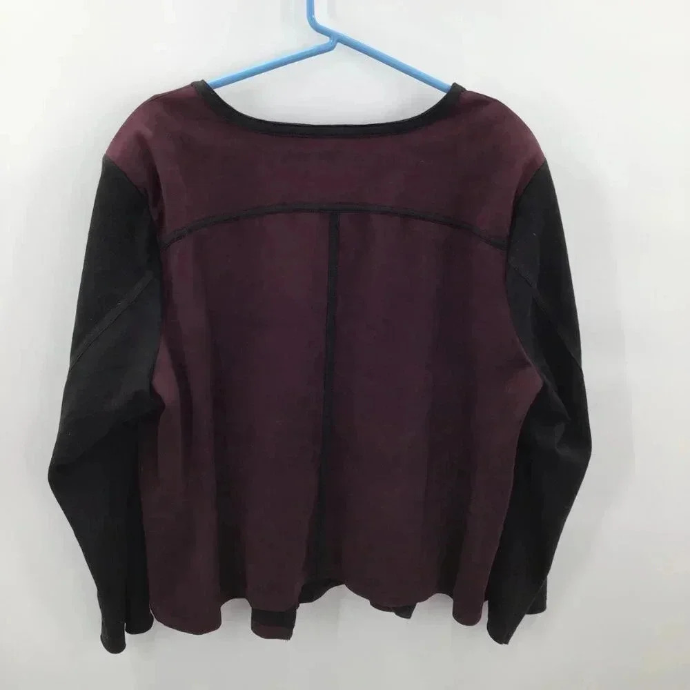 Women Jessica Simpson Ultrasuede Jacket 3X Asymmetrical Zip Colorblock Red Black - Picture 3 of 9